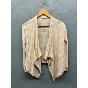 Club‎ Monaco Women's 100% Cashmere Cardigan XS Beige Open Front Lightweight